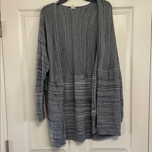 Wild Pearl Heathered Blue/ White Cardigan L